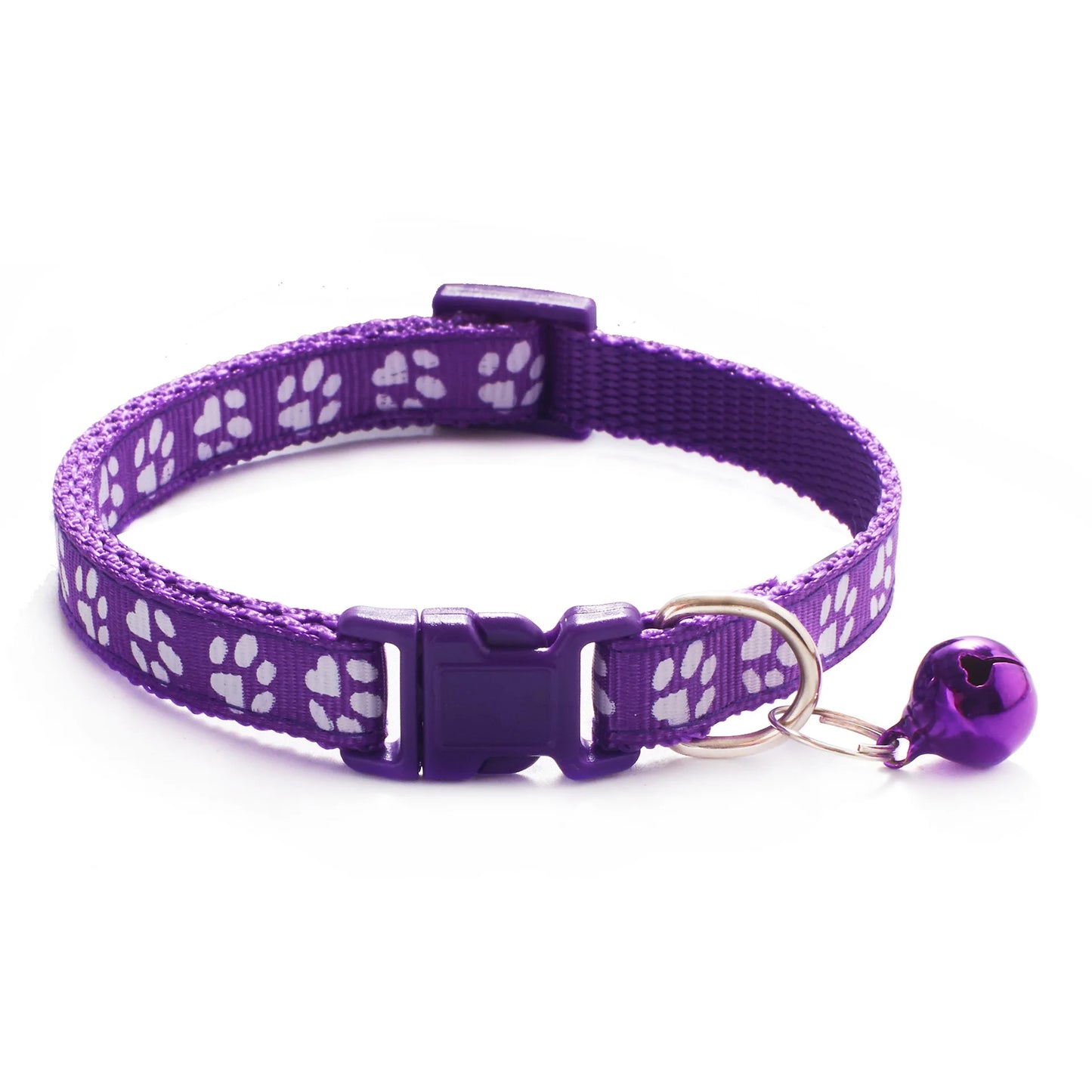 HABO Adjustable Pet Collar with Bell – Colorful Cartoon Footprint Necklace for Dogs, Puppies, Cats, and Kittens