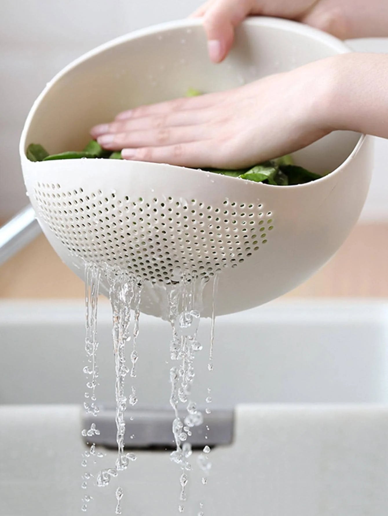1PC Colander Rice Bowl Drain Basket Fruit Bowl Washing Drain Basket with Handle Washing Basket Home Kitchen Organizer