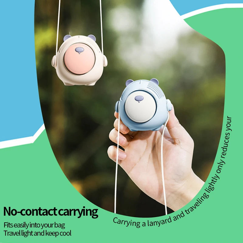 Portable Hanging Bladeless Electric Fan 3 Wind Speed Mini Handheld Fan