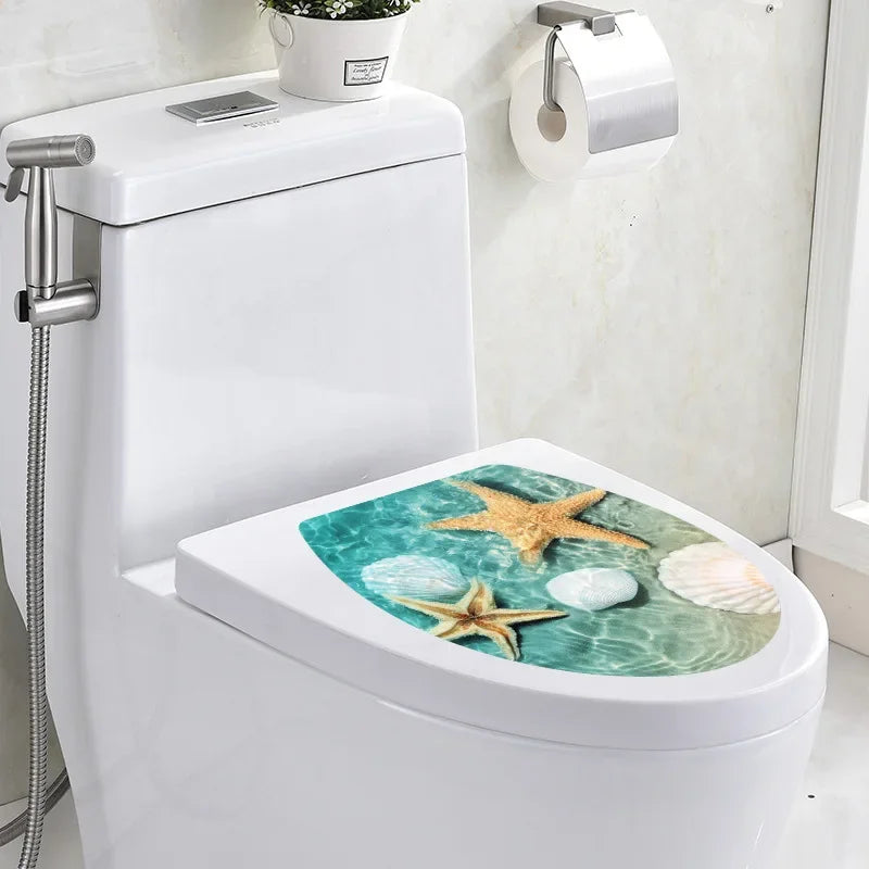 1pc DIY Undersea Animal Pattern Bathroom Decor 3D Toilet Seat Sticker PVC Art Wallpaper Removable Bathroom Decals Toilet Sticker