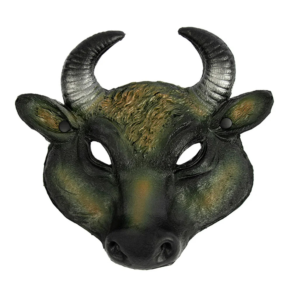 Halloween Mask Easter Carnival Party Cosplay Props Half Face PU Foam Realistic Animal Buffalo Bull Head Mask Costume Accessories