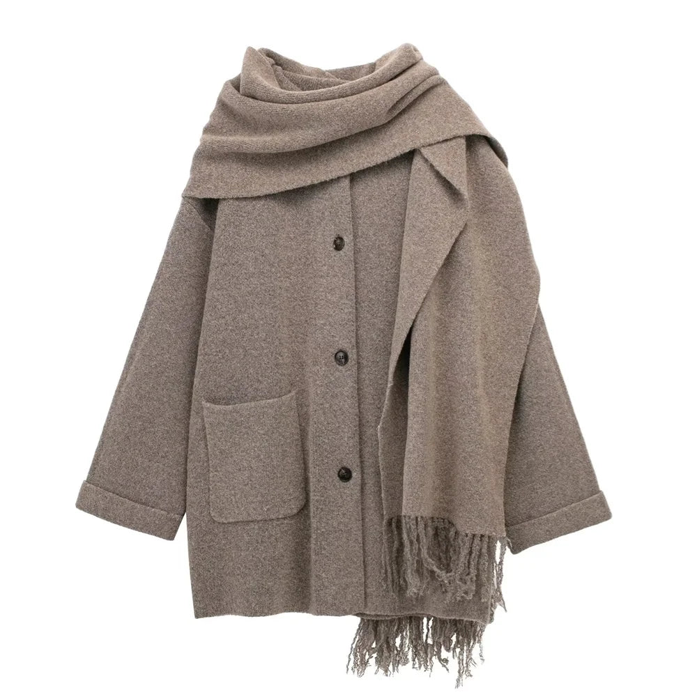 Women's Scarf Short Knitted Coat