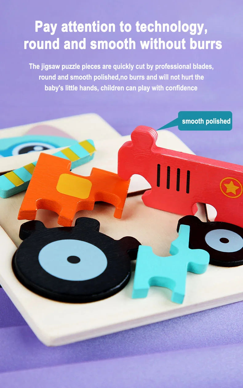 Animals Cartoon Colourful Learning Wooden Puzzle