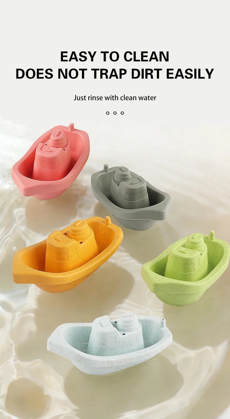 4/7-Piece Set of Baby Floating Boat Toys, Bath Toys, Colorful Multi-Colored Toys, Beach and Bathtub Toys, Early Education Water Play Gifts