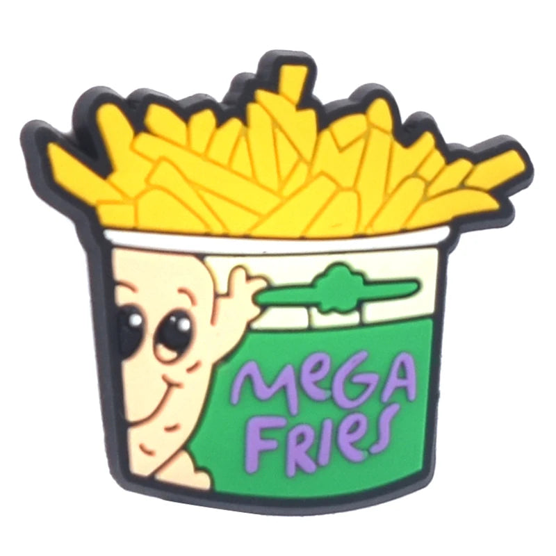 1PCS Cartoon Snack Shoe Charm – PVC Food & Drink Button for Slippers, Bags, and DIY Decor