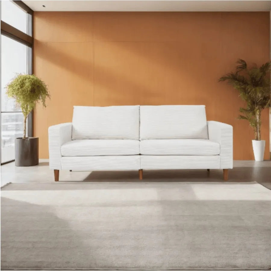 Retro 74 in. Comfy Corduroy Rectangle 2-Seater Loveseat with Solid Wood Legs
