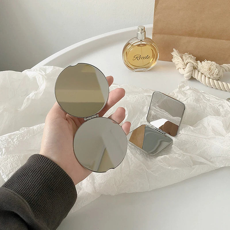 1pc Portable Women Stainless Steel Makeup Hand Pocket Mirror