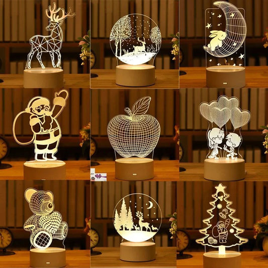 Birthday Christmas Gifts USB Power LED 3D Acrylic LED Night Lamp Fairy Lights for Bedroom Home Wedding Party Ramadan Decoration