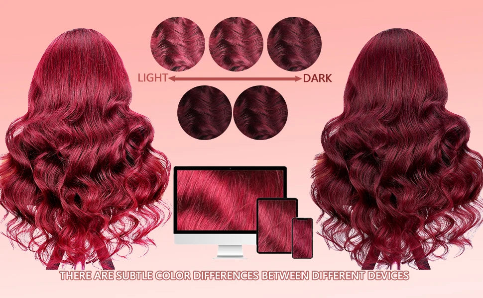 Burgundy 99J Body Wave Human Frontal Lace Hair Wig 30inches 13x4 13x6 HD Transparent Lace Brazilian Colored Remy Wigs for Women