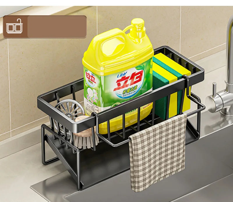 Sink Cleaning Tools Storage Rack Kitchen Multifunctional Stainless Steel Drain Rack for Sponge Cleanser Organiser Rag Hanger