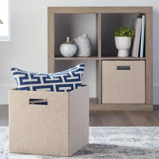 Foldable Fabric Cube Storage Box, Brown