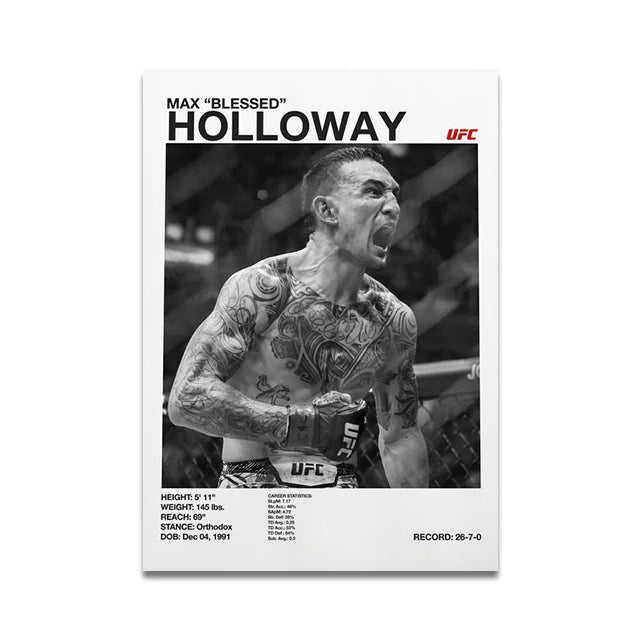 MMA Boxing Fighting Star Canvas Wall Art Print Poster
