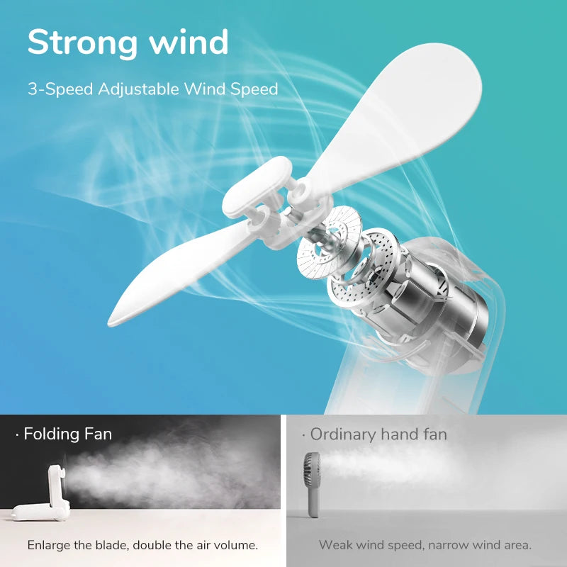 JISULIFE Portable Mini Handheld Fan USB 4500mA With Flash Light