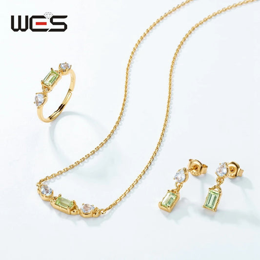 WES Sterling Silver Crystal Jewelry Set