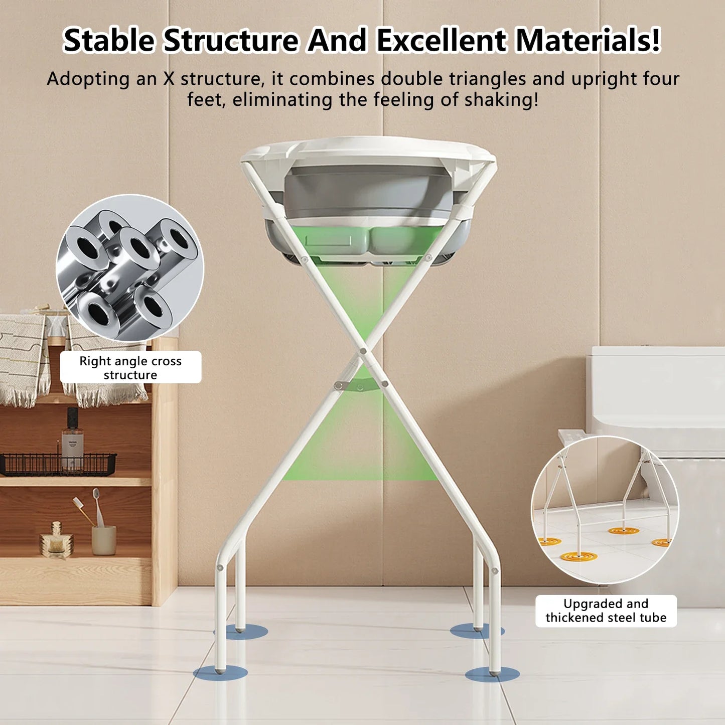 3 in 1 Baby Bath with Stand, Foldable Baby Bath Tub for Newborn to Toddler with Thermometer & Bath Pillow,Multifunctional,Grey