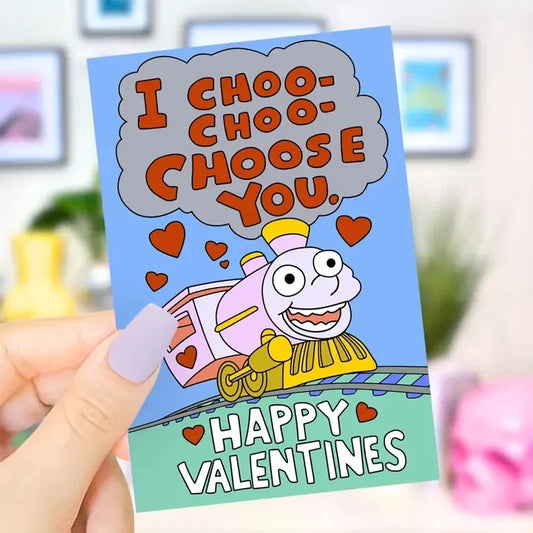 1PC Cute Valentine Day Card Funny Anniversary Card For Boyfriend Girlfriend"I Choo Choo Choose You" Greeting Card for Him Her