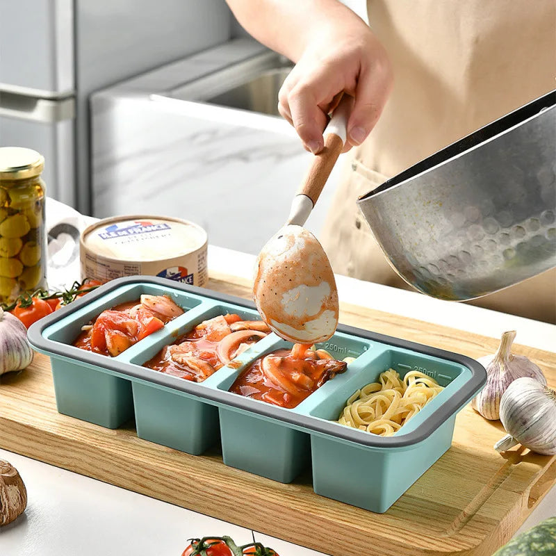 2/3/4 Cavity Silicone Ice Cream Mold with Lid Giant Large Freezer Tray BPA Free Food Storage Container Popsicle Maker Tool DIY