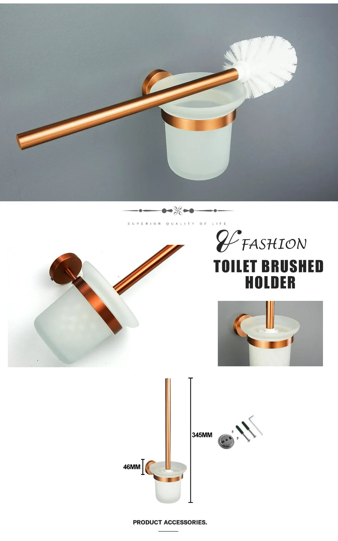 Brushed Rose Gold Towel Rack Single And Double Rod Ring Paper Holder Robe Hook Soap Dispenser Toilet Brush Bathroom Accessories