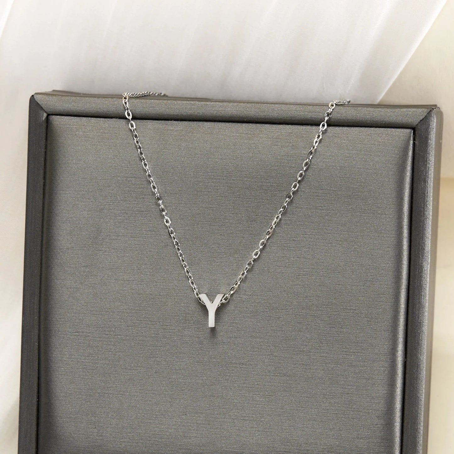 Silver Color Tiny A-Z Initial Letter Necklace for Women Stainless Steel 26 Alphabet Name Pendant Necklaces Jewelry Birthday Gift