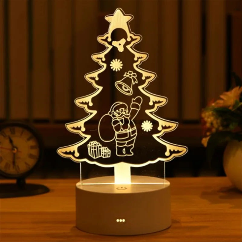 1pc USB Operated Night Light Creative 3D Acrylic Bedroom Bedside LED Table Lamp Ornaments Christmas Holiday Birthday Event Gift