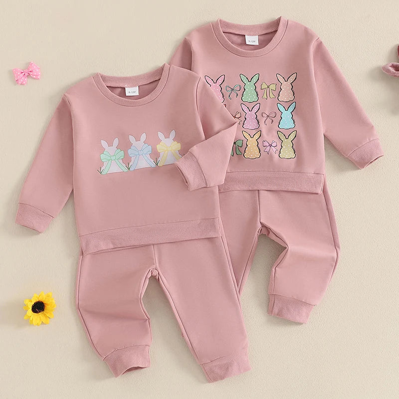 Toddler Girls 2-piece Set Floral Ruffle Sleeve Top with Bow Detail and Elastic Waist Leggings Spring Outfit for Kids