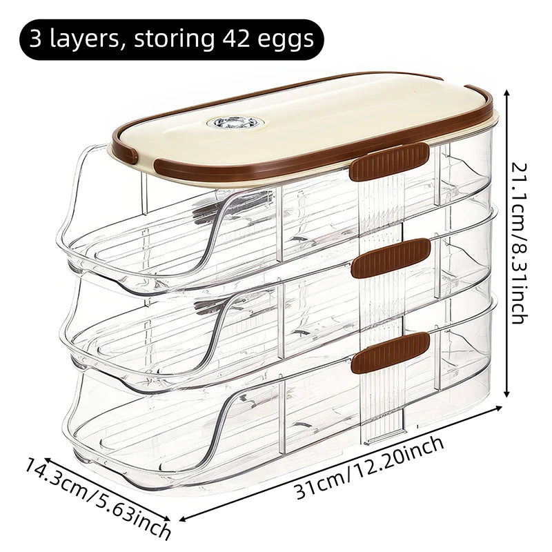 1 piece, Egg storage box, automatic rolling refrigerator egg rack storage, hand-held egg refrigerator side door storagerack