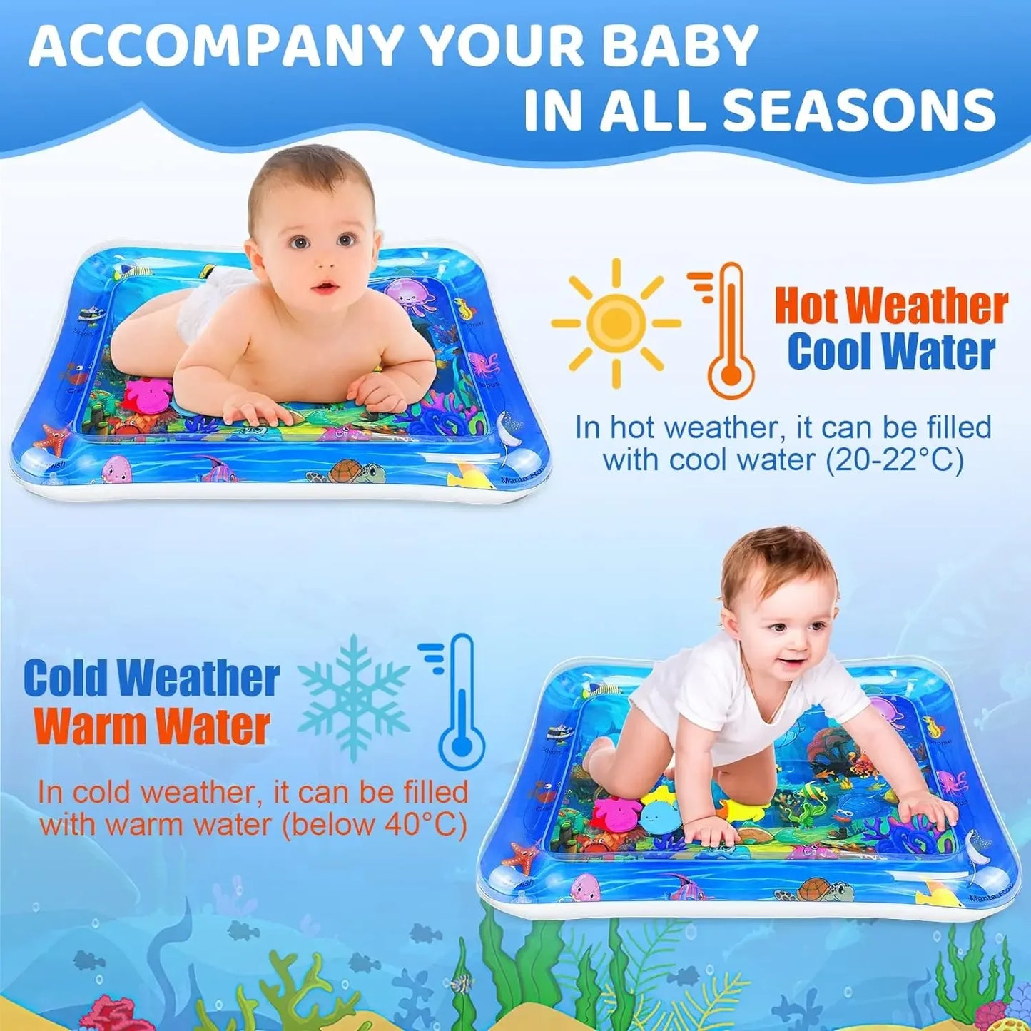 Pet Water Mat Cat Inflatable Play Mat Thickened Baby Crawling Mat Promote Baby Exercise Sea Life Swimming Ring Pet Products