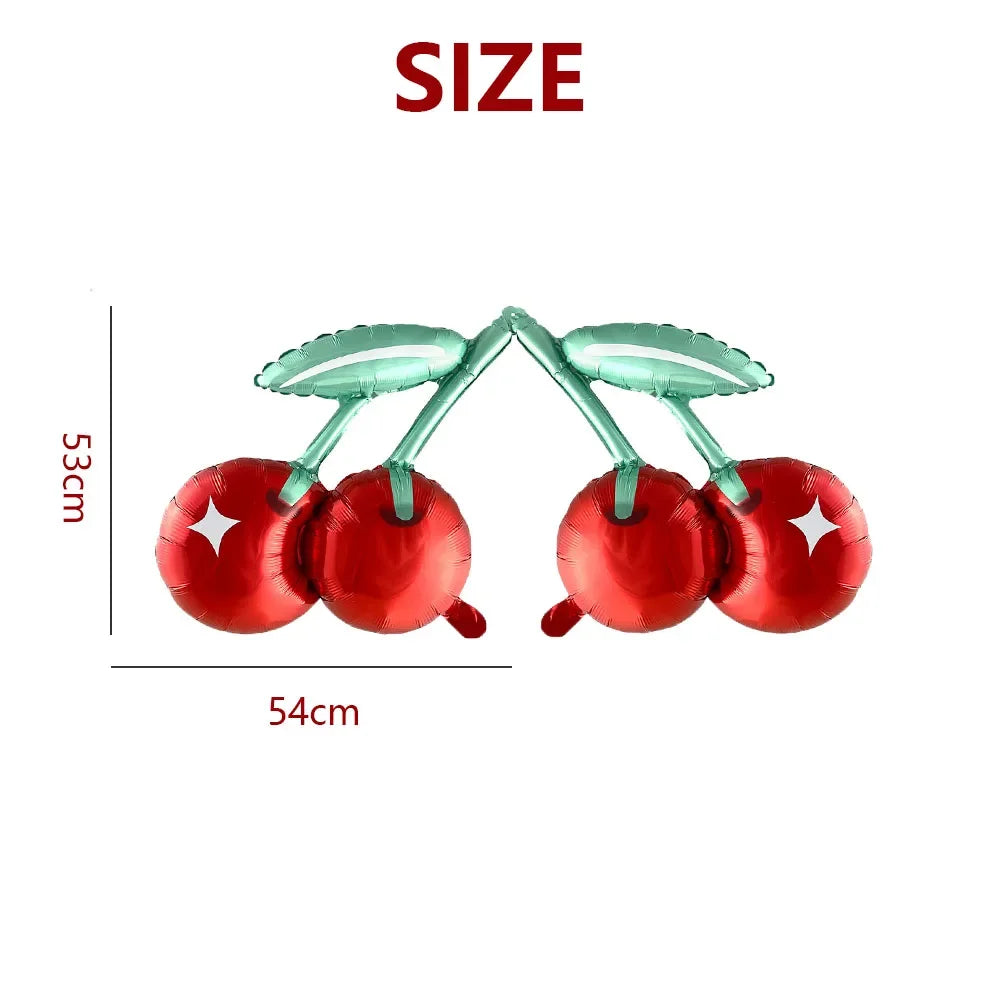 3/4/5/6pcs Cherry Aluminum Film Balloon Fruit Theme Sweet Girl lovely Cherry Birthday Party Valentine Scene Decoration Balloon