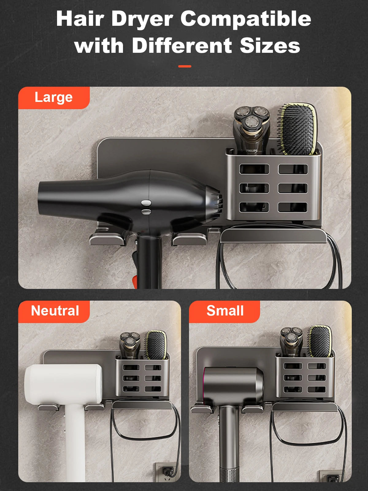 Hair Dryer Holder Wall Dryer Cradle Straightener Stand Hairdryer Organiser Box Toilet Blower Holder Shelf Bathroom Accessories