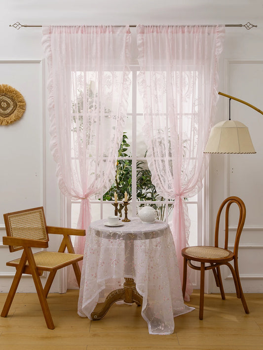 78" Pink Lace  Curtains
