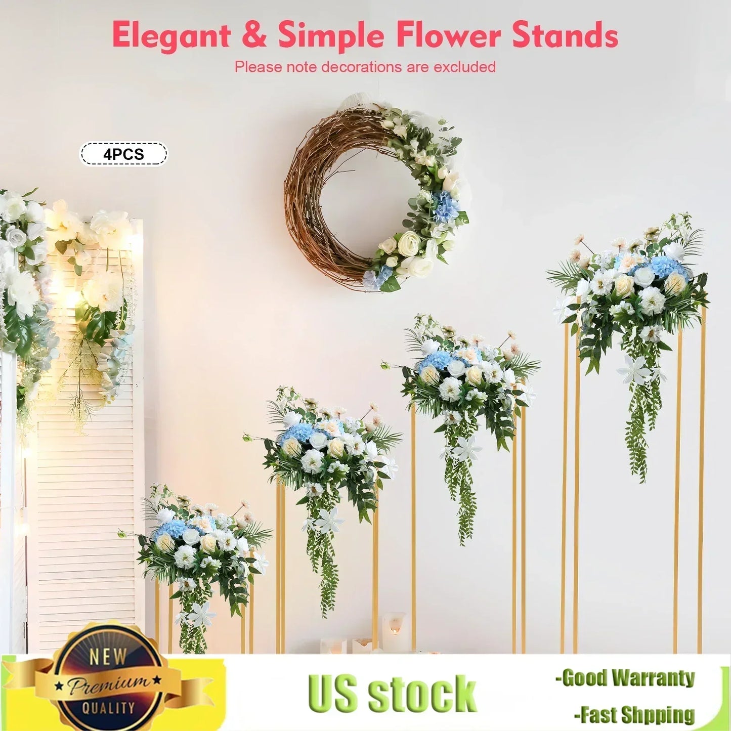 Bymaocar Metal Vase Column Stand, 23.6 in Gold Wedding Flower Stand Geometric Stands Centerpieces Vases Rectangular Display Rack