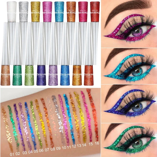 16 Colors Shiny Glitter Liquid Eyeliner