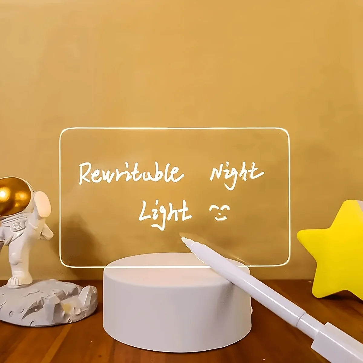 1 PC 3D Night Light DIY Writing Board Acrylic Intelligent White Base with Handwriting Pen Message Board Creative Gift Transparen