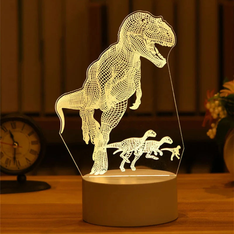 1pc USB Operated Night Light Creative 3D Acrylic Bedroom Bedside LED Table Lamp Ornaments Christmas Holiday Birthday Event Gift