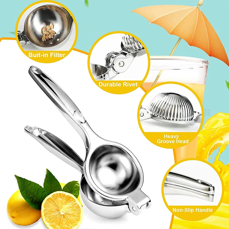 LMETJMA Premium Lemon Squeezer Zinc Alloy Manual Press Juicer Lime Squeezer for Lemon Citrus Orange Fruit JT217