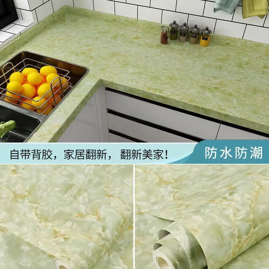 PVC Thickened Waterproof And Oil-proof Marble Wallpaper Self-adhesive Sticker Bathroom Cabinet Cooktop Desktop Decorative Film