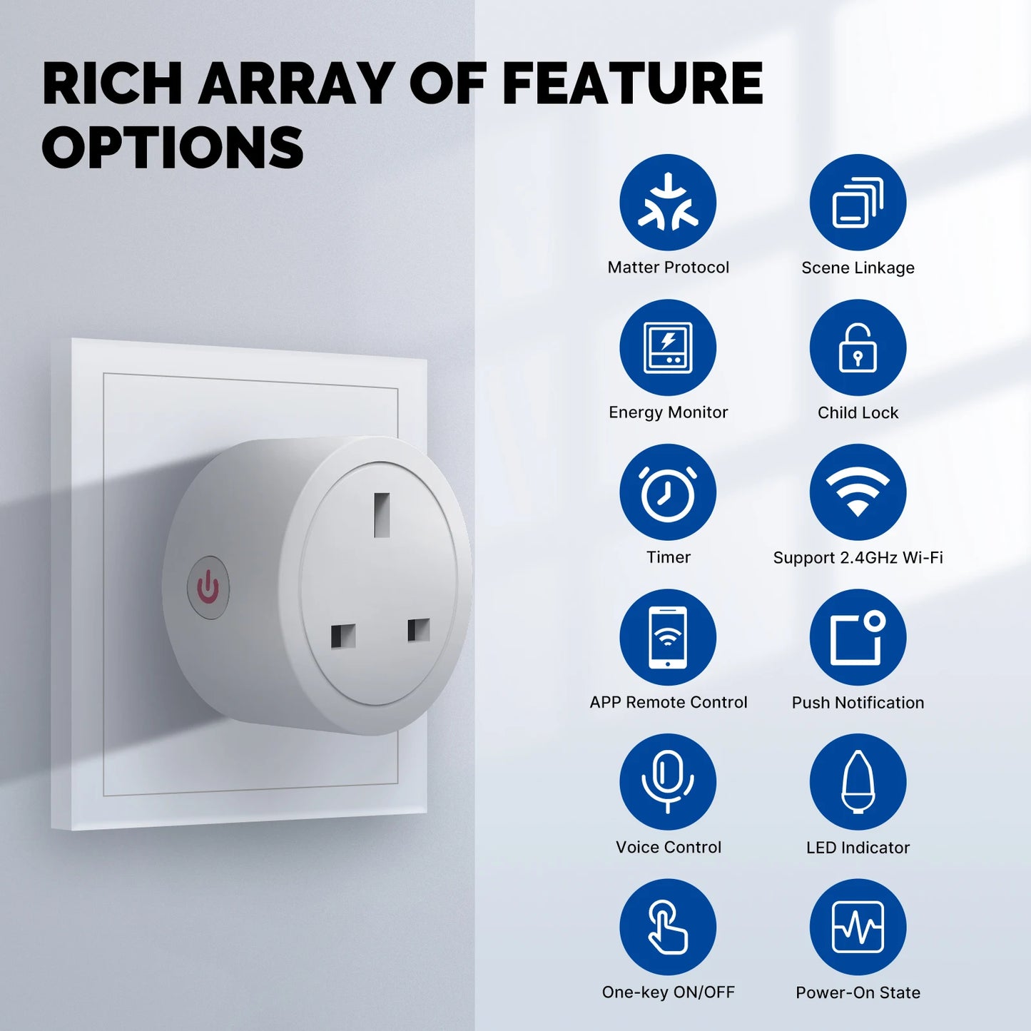MOES Smart EU/US/UK Plug Matter WiFi Socket 15/16A Timer Outlet Power