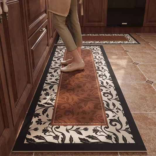 Rug for Kitchen Waterproof Non-slip Leather PVC Floor Mat American Retro Style Rugs Oil-proof Stain-resistant Long Carpets 주방 카펫