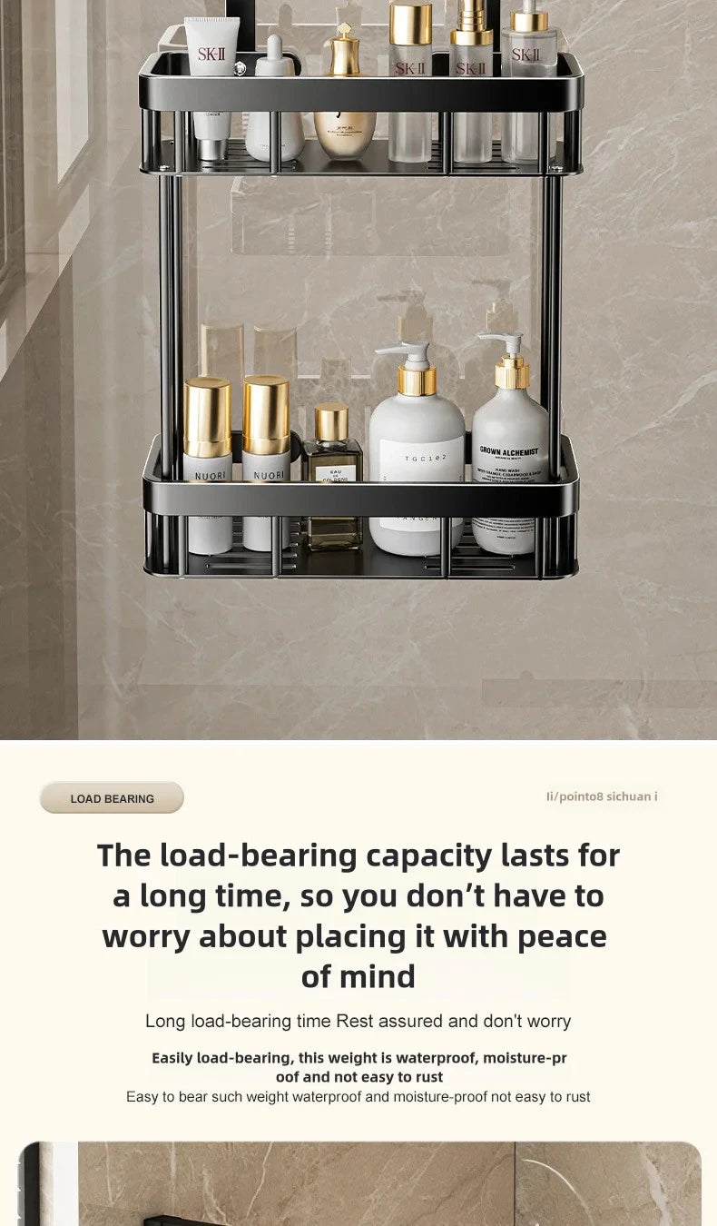 1/2/3 Tiers Bathroom Punch Free Wall-mounted Storage Rack Shower Room Over The Door Toiletries Organizer Bathroom Hanging Shelf