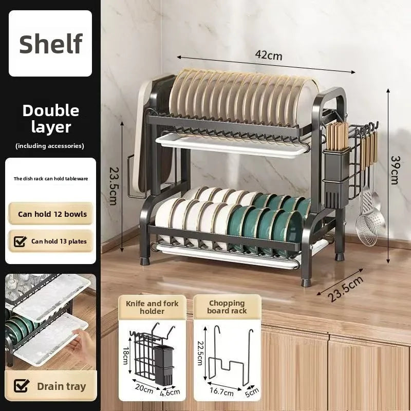Multifunctional Kitchen Shelf Dish Storage Rack Drain Dish Rack