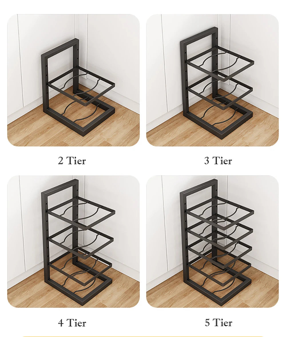 Adjustable Pot Rack Organiser, Kitchen Stainless Steel Pot Storage Rack ,Multi-Layer Household Pot and Pan Organser for Kitchen