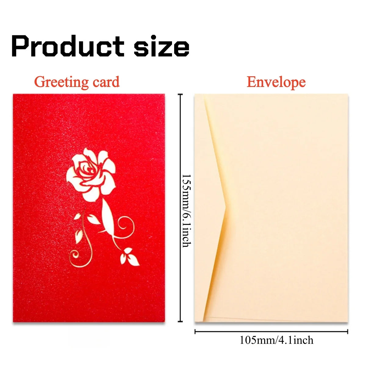 3D Rose Pop Up Card, Valentines day card, Mothers day Birthday card, anniversaries Weddings Flower Greeting Card With Envelope