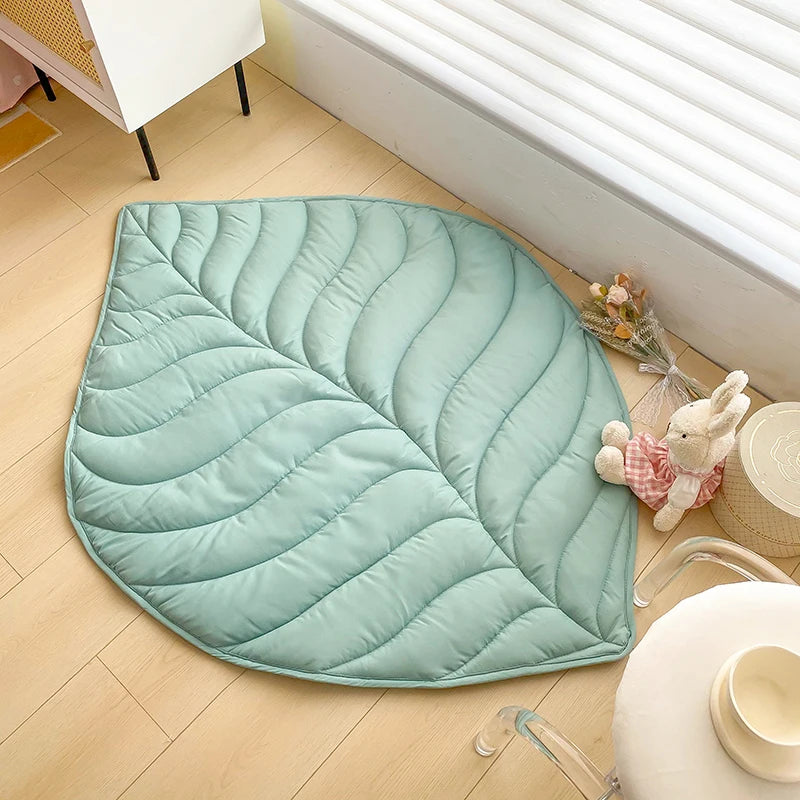 Creative Play Mat Kid Room Baby Climbing Pad Green Carpet Leaf Shaped 143*107cm Nordic Tapetes Home Tapis Dual-use Soft Quilt