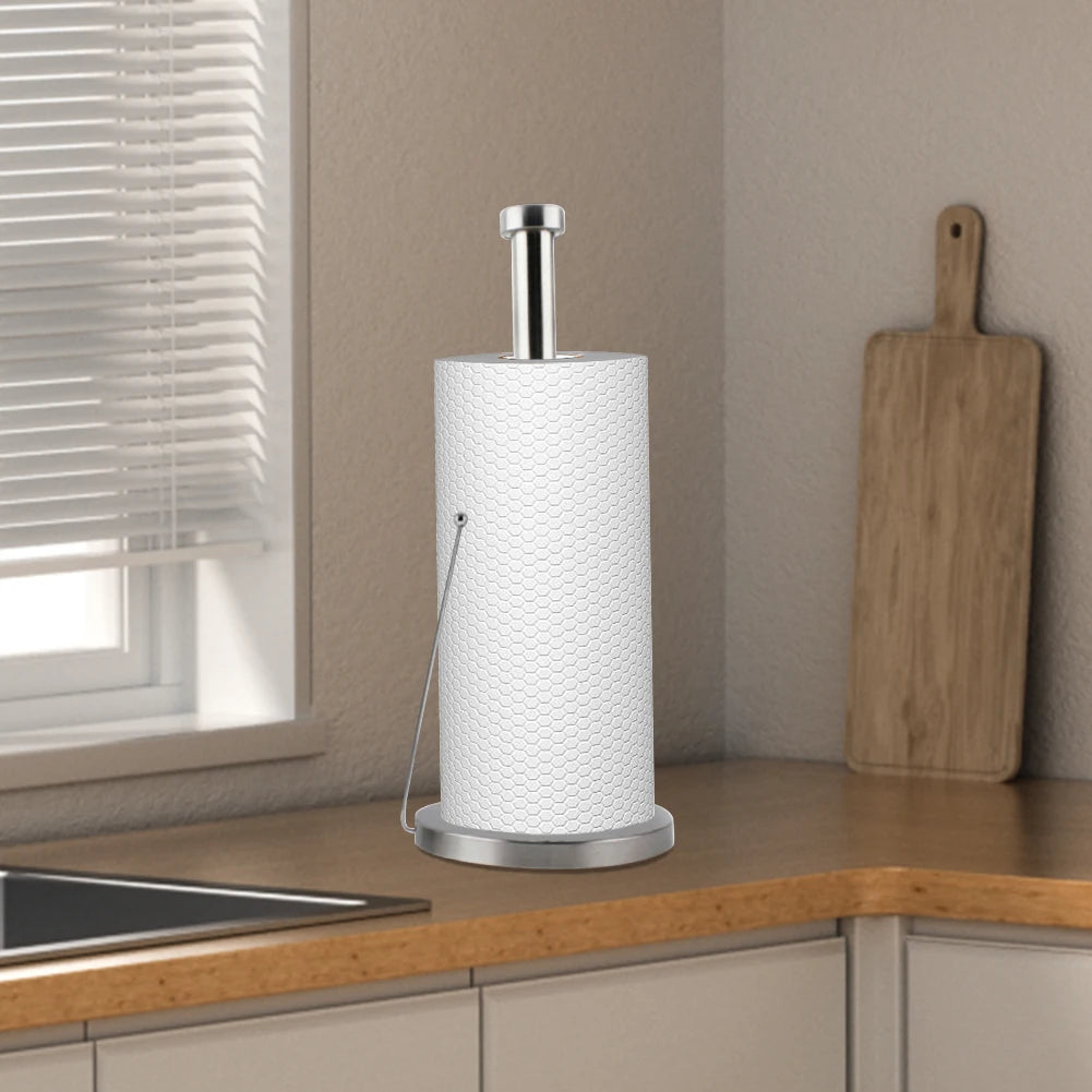 Stainless Steel Round Base Standing Tissue Roll Holder