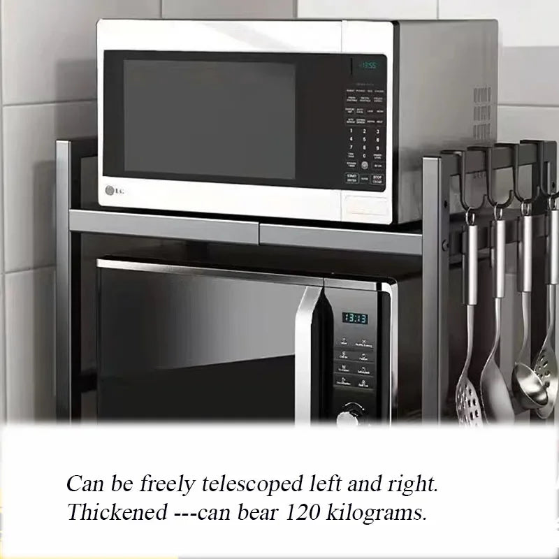 Retractable Multi-Functional Kitchen Rack Table Microwave Stove Rack Stove Cabinet Storage Rack Rice Cooker Storage Rack