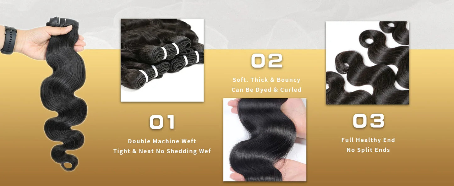20 22 24 Inch Natural Black Body Wave 3 Bundles Brazilian Hair Water Wavy Weave Human Hair Bundles Hair Extensions For Women