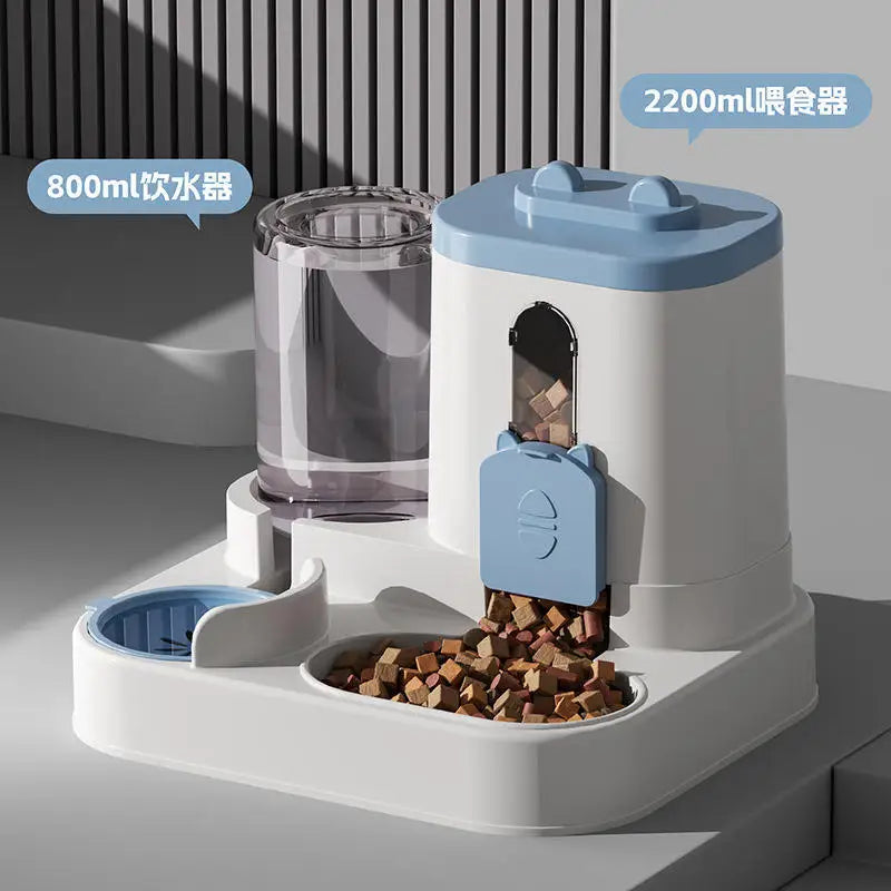 2-in-1 Gravity Pet Feeder and Water Dispenser, Small Dog Cat Food and Water Dispenser, Pet Feeder Water Bowl