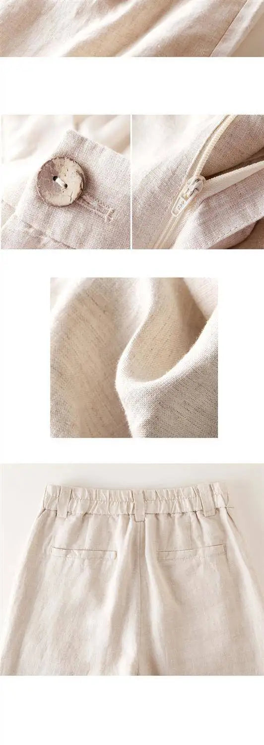 Women’s Cotton Linen Wide Leg Pants – High Waist Loose Fit Summer Trousers, Full Length Casual