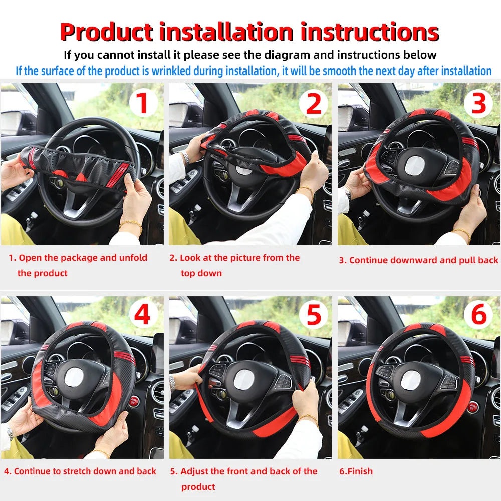 1 little monster PU embossed leather automotive supplies without inner ring steering wheel cover fits 14.5-15 inches