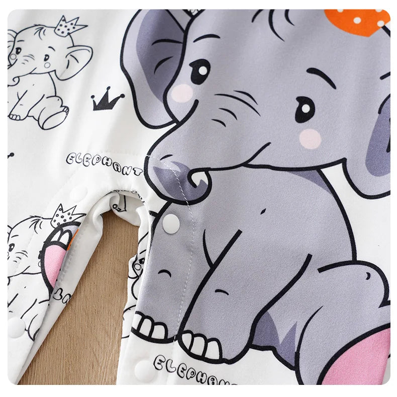 Newborn Baby Boy Long sleeves clothing 0-18Months one-piece braces fashion elephant print Baby pajamas Infant Casual Jumpsuit